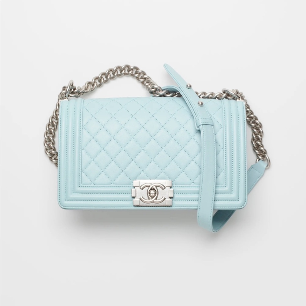 BNWT Chanel Boy Bag Light Blue & Silver Hardware Sold out! Gorgeous!.